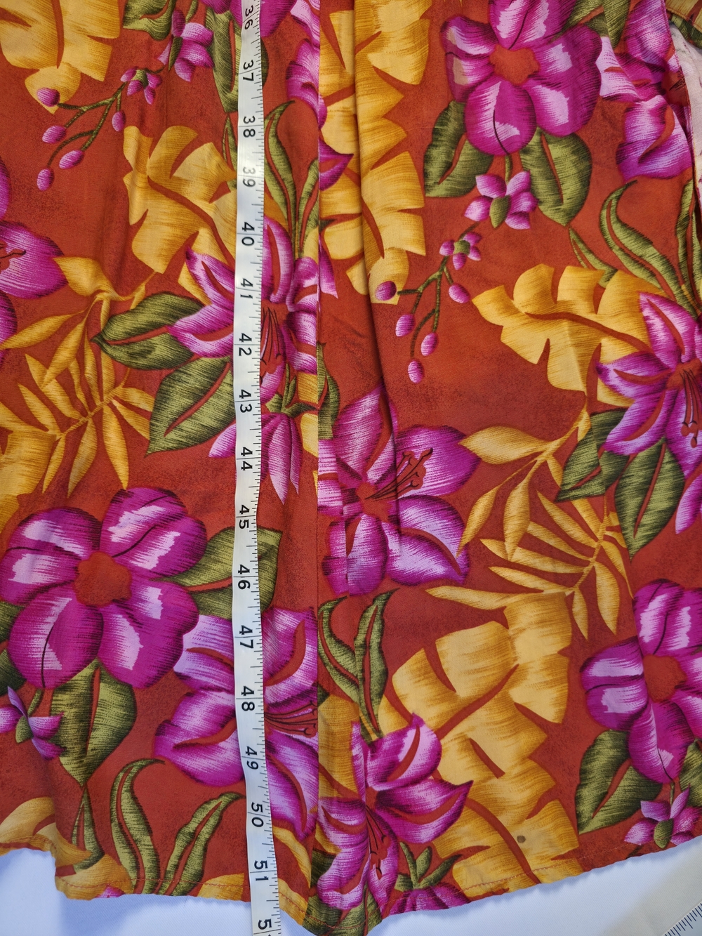 Vintage 90s Floral Rayon Dress Button Front Midi Tropical Size 10 - Picture 10 of 11